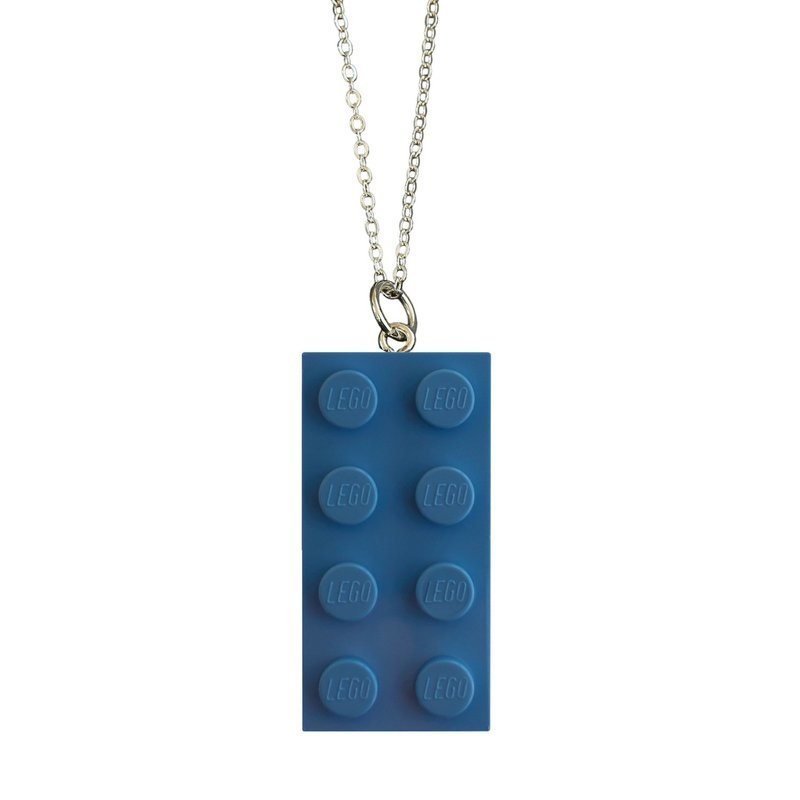 ​Light Blue LEGO® brick 2x4 on a Silver plated trace chain (18&quot; or 24&quot;)