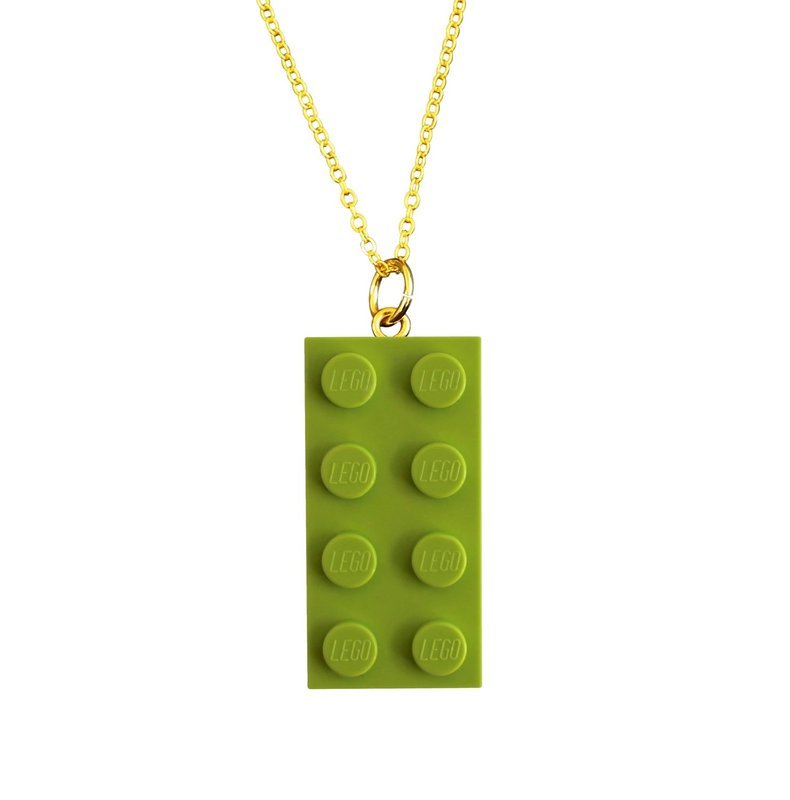 ​Light Green LEGO® brick 2x4 on a Gold plated trace chain (18&quot; or 24&quot;)