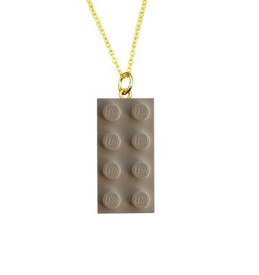 ​White LEGO® brick 2x4 on a Gold plated trace chain (18" or 24")