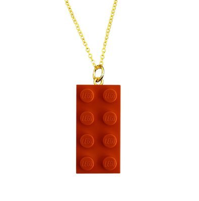 ​Orange LEGO® brick 2x4 on a Gold plated trace chain (18" or 24")