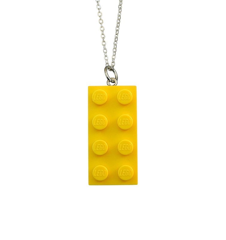 ​Yellow LEGO® brick 2x4 on a Silver plated trace chain (18&quot; or 24&quot;)