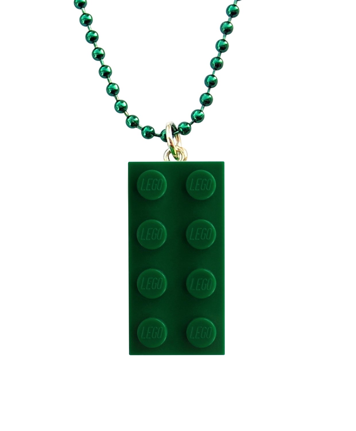 ​Dark Green LEGO® brick 2x4 on a 24" Green ballchain