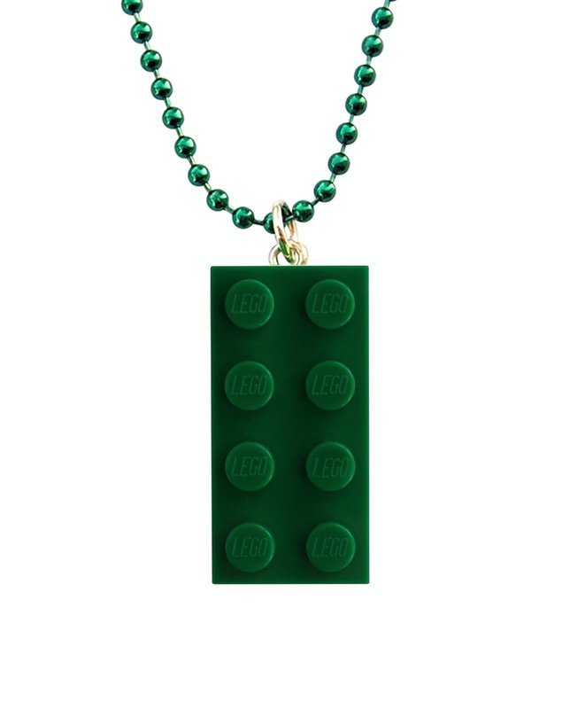​Dark Green LEGO® brick 2x4 on a 24&quot; Green ballchain