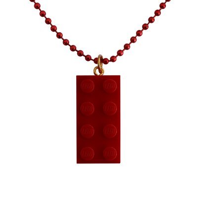 ​Red LEGO® brick 2x4 on a 24" Red ballchain