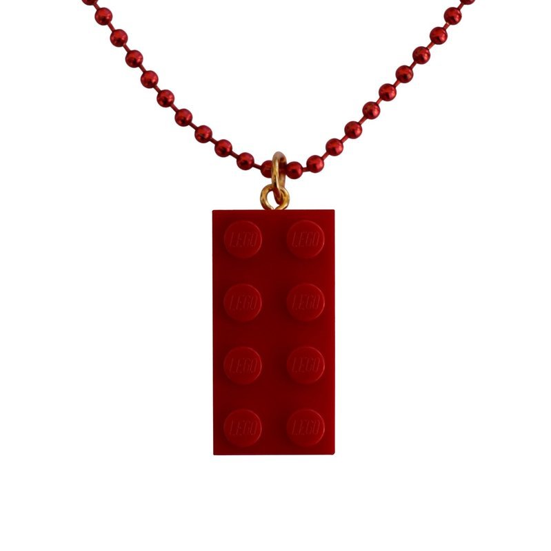 ​Red LEGO® brick 2x4 on a 24&quot; Red ballchain