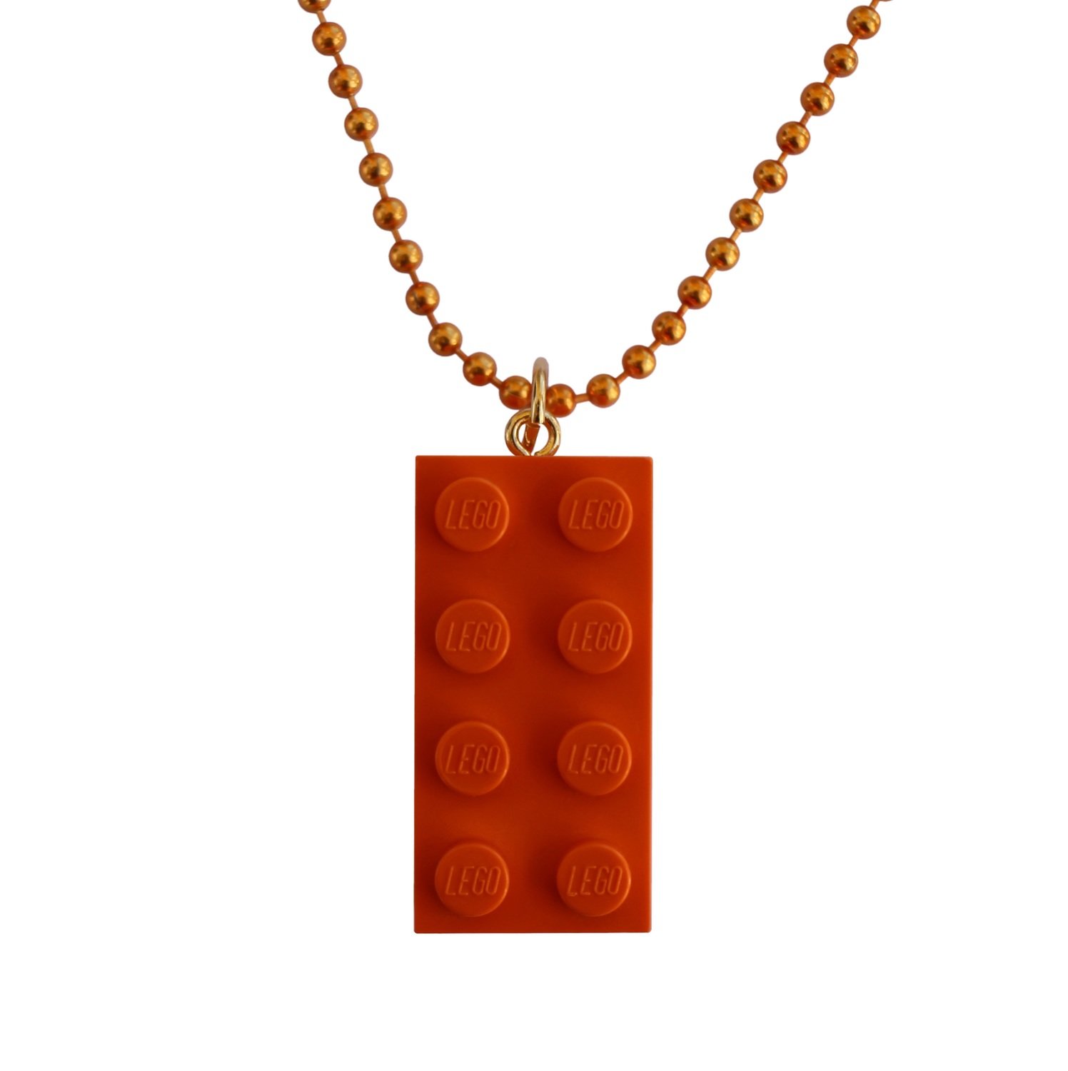 Orange LEGO® brick 2x4 on a 24" Orange ballchain​