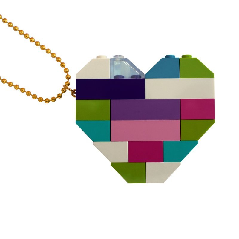​​Collectible heart pendant (Double thickness) Model 4 - made from LEGO® bricks on a 24&quot; Gold plated ballchain