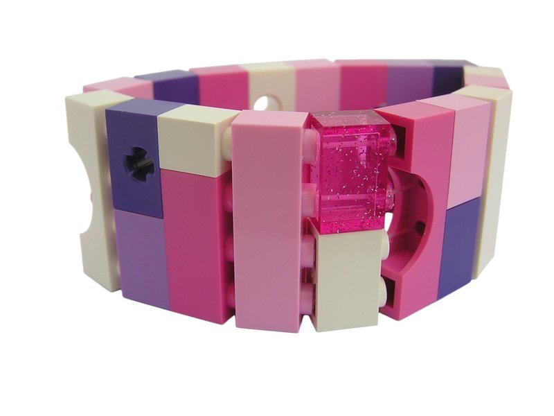 Collectible bracelet Model 20 - made from LEGO® bricks on stretchy cords - KAWAII PINK &amp; PURPLE
