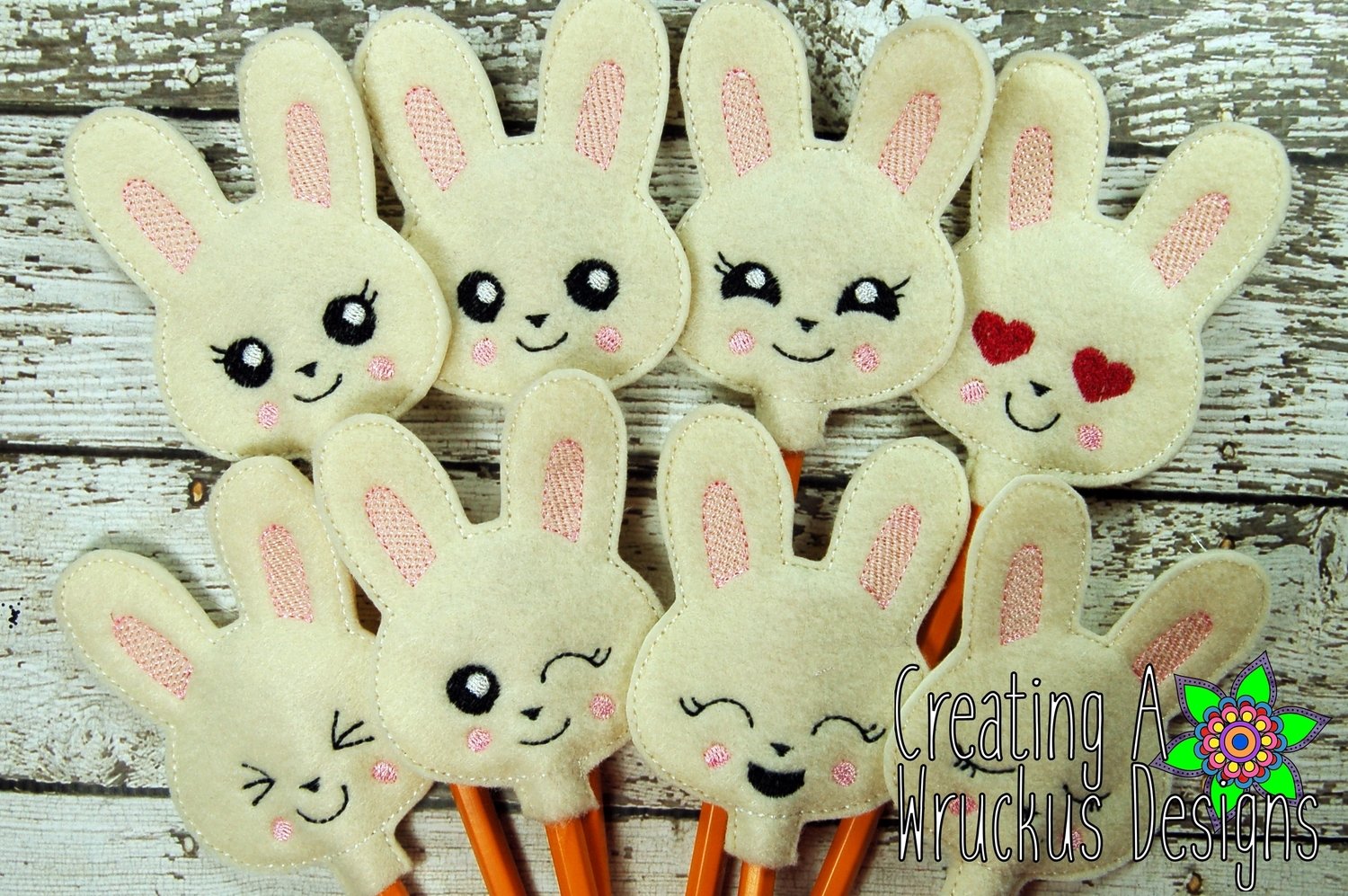 Bunny Emotion Pencil Toppers