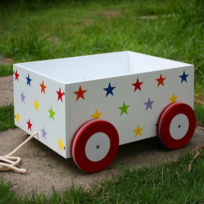 Coffre à jouet en bois avec roulettes - Star, livraison sous 24/48H