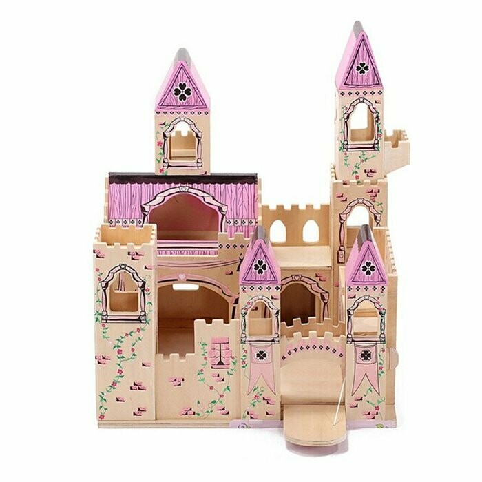 Melissa & Doug - Château en bois Pliant Médiéval princesse avec figurine, retrait magasin 1h, livraison sous 24/48h
