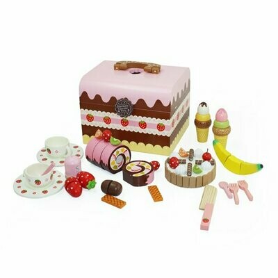 Ma boîte de gourmandise - jouet en bois, Gâteaux de Fraise, service du thé au Chocolat, fête maison Cadeau, livraison sous 24/48H