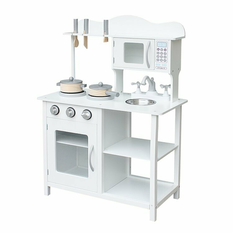 Cuisine enfant bois avec ustensiles Coco - 60x30x84.5cm, retrait magasin sous 1h, livraison à domicile sous 24/48h
