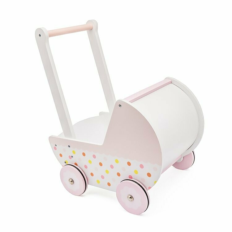 WOODoudou - Landau en bois / Chariot de marche - petits pois, retrait magasin 1h, livraison sous 24/48h