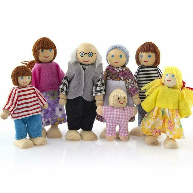 Poupées miniature articulées en bois - La famille à sept, retrait magasin 1h, livraison sous 24/48h
