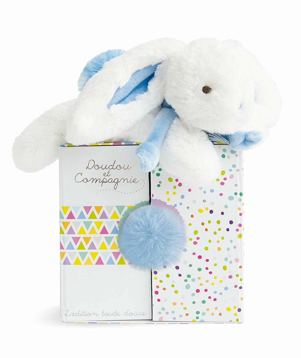 Doudou et Compagnie Coucou Doudou Forme Lapin Bleu Pastel, livraison sous 5 jours