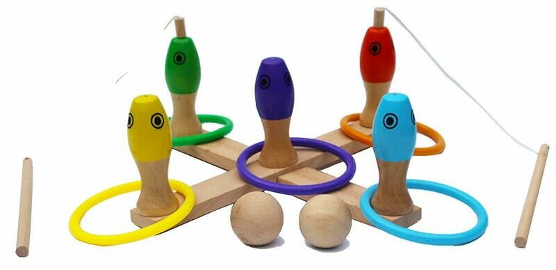 Jeux 3 en 1 - quilles, jeu de pêche et anneaux à lancer, livraison sous 5 jours
