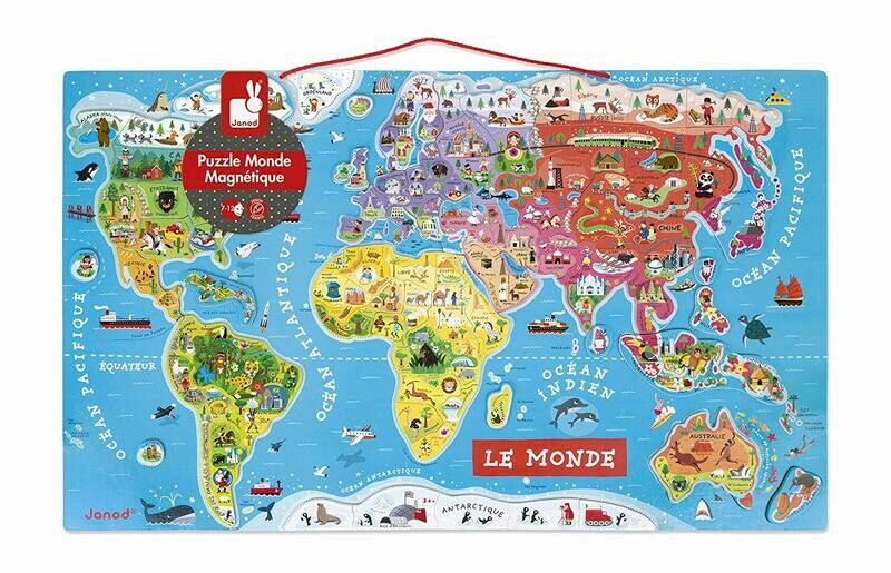 Janod - Puzzle Monde Magnétique 92 Pièces