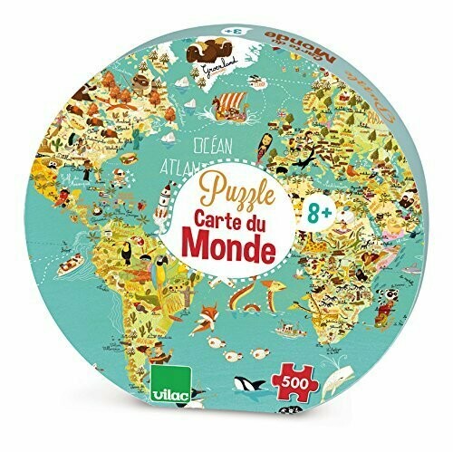 Vilac - Puzzle Carte Du Monde Fantastique - 500 Pièces