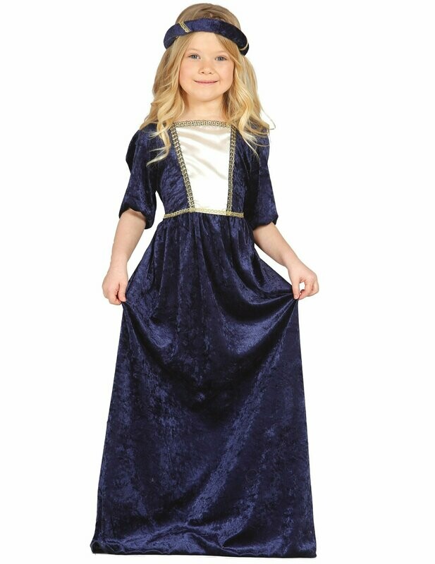 Déguisement dame médiévale bleue fille - Taille S, retrait magasin 1h, livraison sous 5 jours