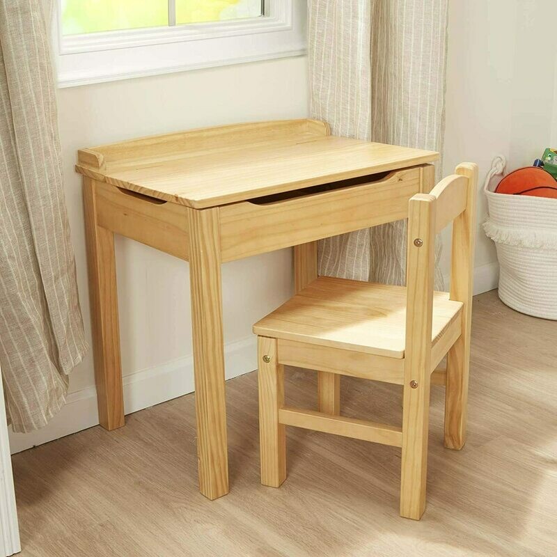 Melissa & Doug - Pupitre à couvercle rabattable et chaise en bois pour enfant, naturel, retrait magasin 1h, livraison sous 5 jours