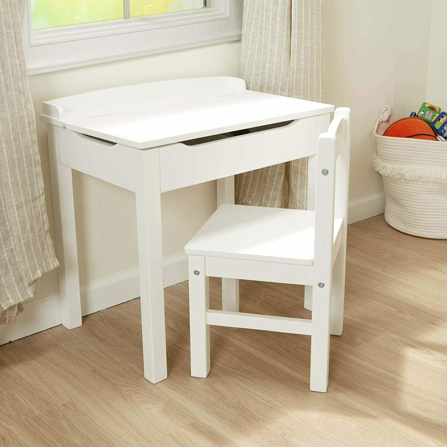 Melissa & Doug - Pupitre à couvercle rabattable et chaise pour enfant, blanc, livraison à domicile sous 10 jours