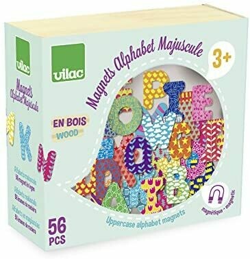 Vilac - 6702 - Aimants lettres majuscules en Bois - 56 Pièces, livraison sous 24/48H à domicile