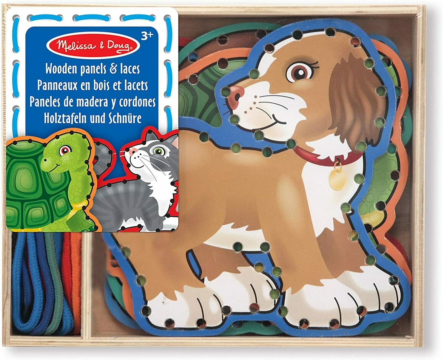 Melissa & Doug - 5 Panneaux En Bois Et 5 Lacets Assortis - Animaux Domestiques, retrait magasin 1h, livraison sous 24/48h