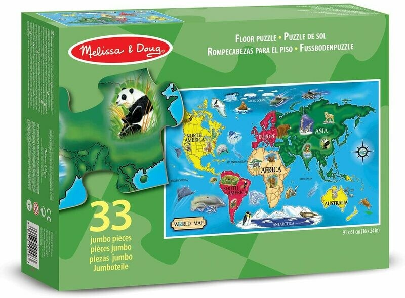 Melissa & Doug - 10446 - Puzzle de Sol Carte Du Monde (33pcs)