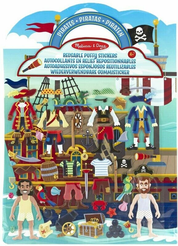 Melissa & Doug - 19102 - Autocollants En Relief Repositionnables Pirates, retrait magasin 1h, livraison sous 24/48h