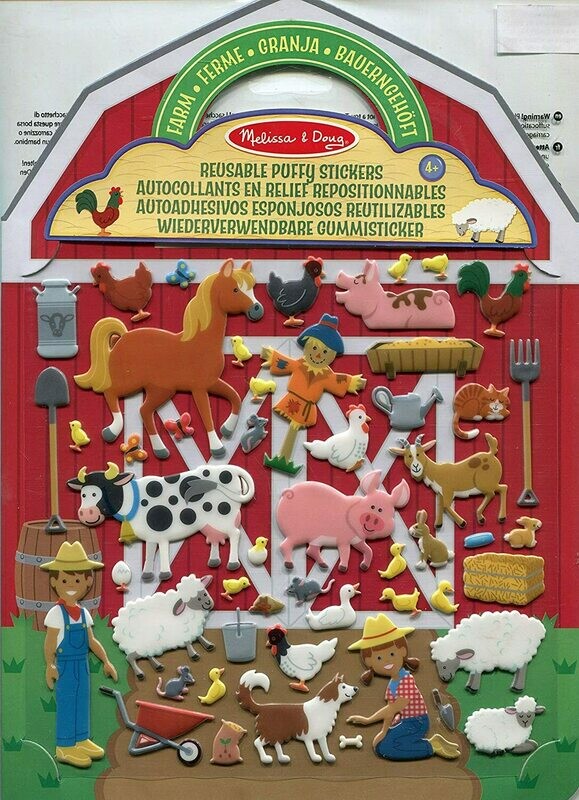 Melissa & Doug - 19408 - Autocollants En Relief Repositionnables Ferme, retrait magasin 1h, livraison sous 24/48h