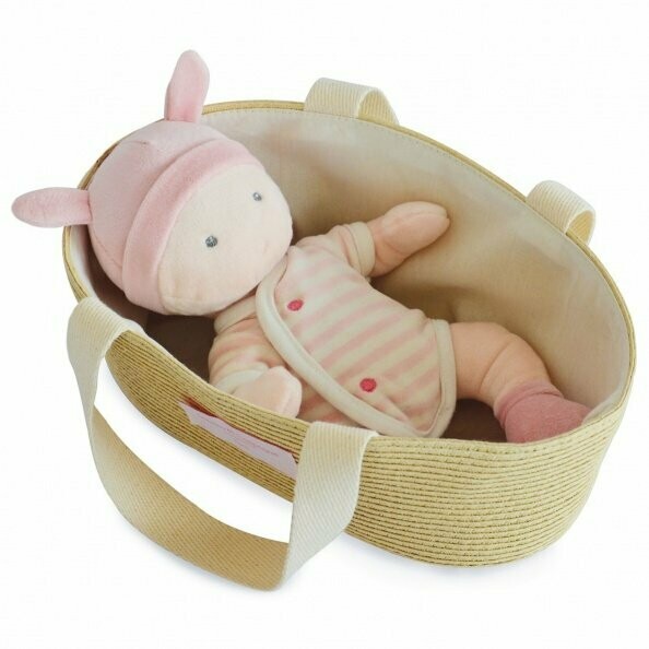 Le Poupon de Doudou 30cm avec couffin - Rose, livraison sous 5 jours