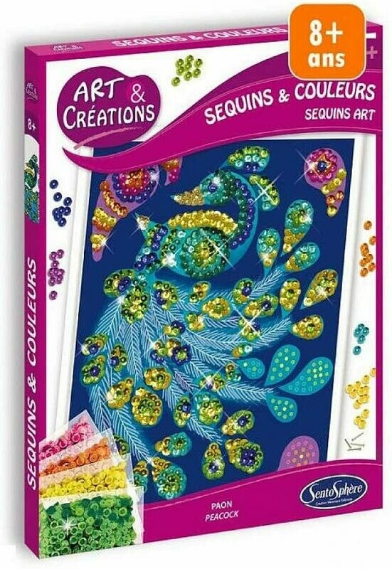 Sentosphère - 3902014 - Kit d'Activité - Sequins et Colours Paon, retrait magasin 1h, livraison sous 5 jours