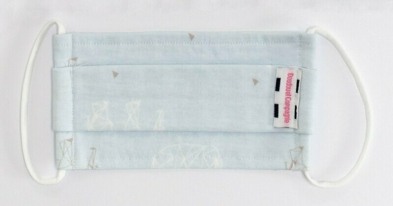 DC3756 - MASQUE COTON MOTIF - Jersey  Bleu avec éléphants BIO S, livraison sous 24/48H à domicile
