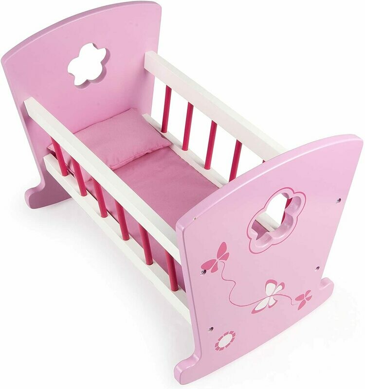 Berceau En Bois Lit Pour Poupée, rose 50.5 x 21 x 23cm, retrait magasin 1h, livraison sous 24/48h