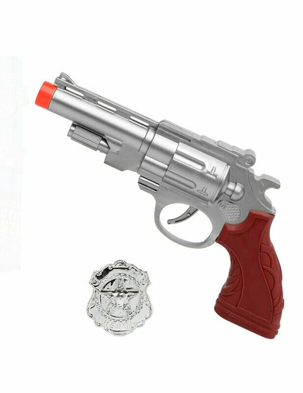 Pistolet argenté avec plaque de police, retrait magasin 1h, livraison sous 5 jours