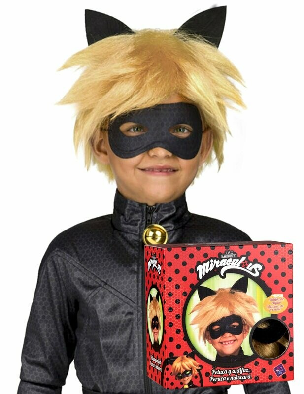 Coffret perruque et masque Chat Noir Miraculous™ enfant, retrait magasin 1h, livraison sous 5 jours