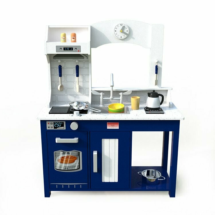Cuisine enfant en bois, Little Chef blue, 77 x 32 x 97cm, retrait magasin sous 1h, livraison à domicile sous 24/48h