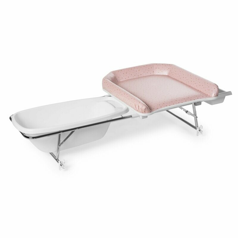 Geuther Combiné baignoire-plan à langer Varix SL, Rose étoiles, retrait magasin 1h, livraison sous 5 jours