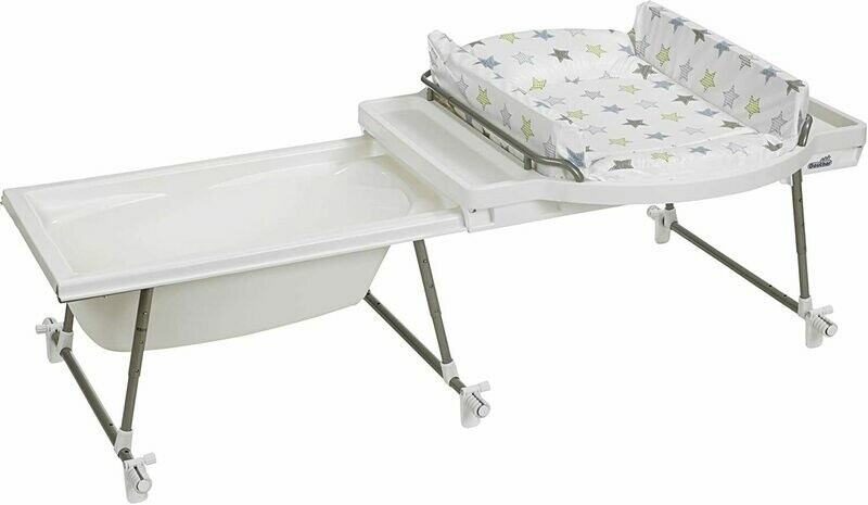 Geuther Combiné baignoire-plan à langer Aqualino rose étoiles, livraison sous 5 jours