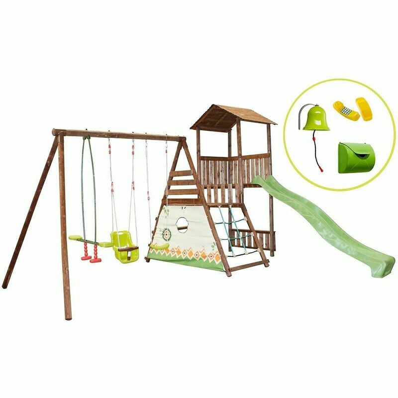 Soulet Aire de Jeux avec Plateforme en Bois - Lombarde + kit accessoires, livraisons sous 4 semaines à domicile
