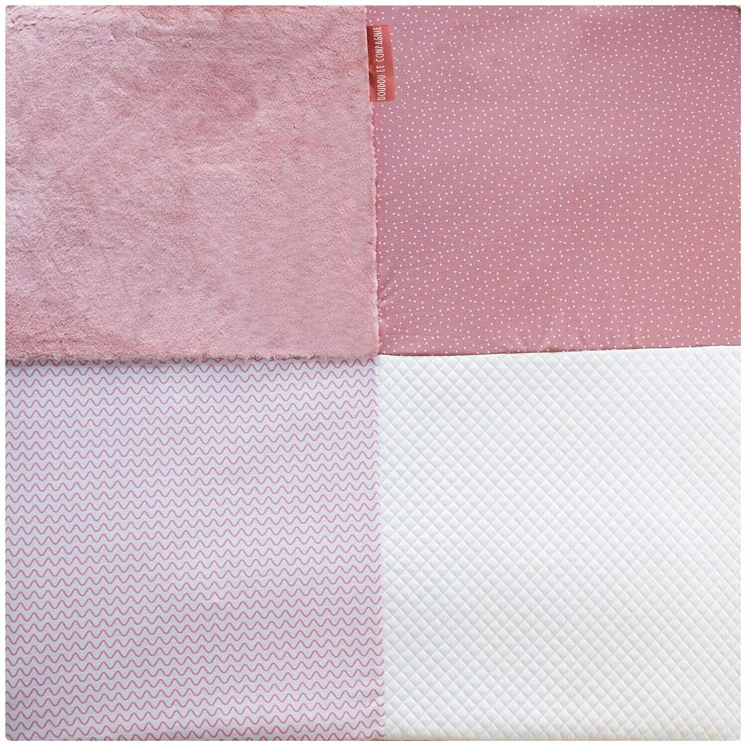 Doudou et compagnie - Tapis de chambre Tapidou Mosaïque Rose et blanc, retrait magasin 1h, livraison sous 5 jours