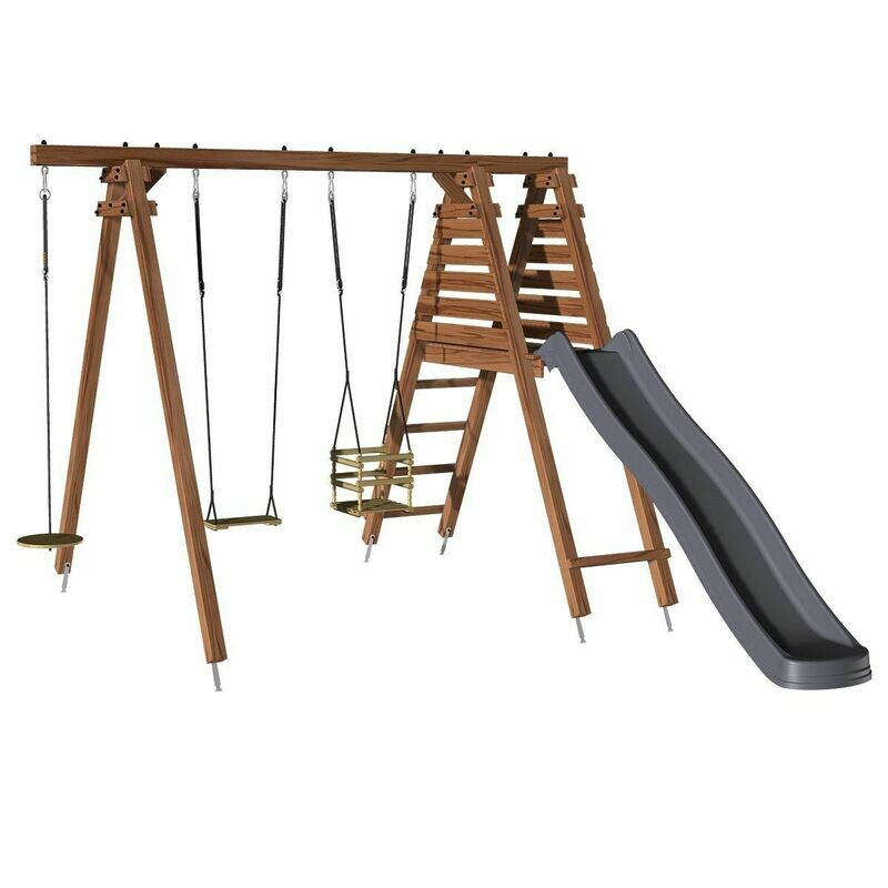 Soulet Station portique aquatique avec toboggan en bois traité carré, eco-friendly 3 agrès - Fleur, retrait magasin 1h, livraison sous 7 jours