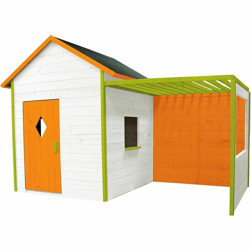 Cabane en bois avec plancher et tonnelle - Mimosa, retrait magasin 1h, livraison sous 5 jours