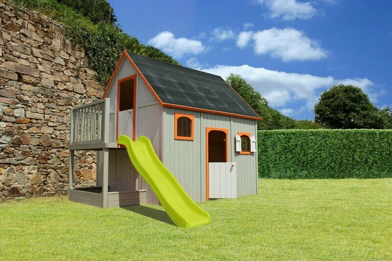 Soulet Maisonnette Bois Duplex avec toboggan, livraison à domicile sous 9 jours