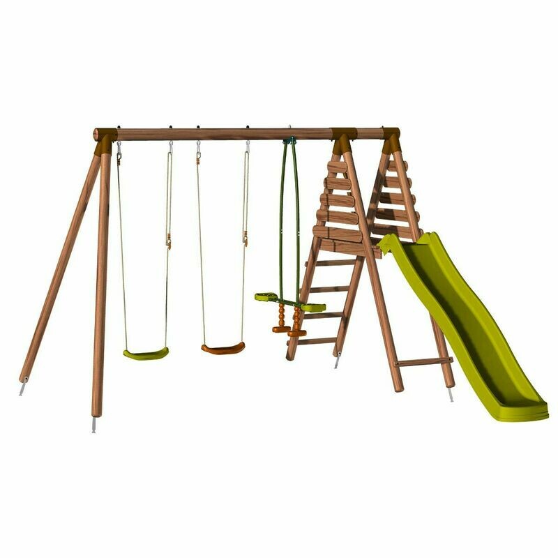 Portique en bois avec plateforme 3 agrès et toboggan - Violette, retrait magasin 1h, livraison sous 5 jours
