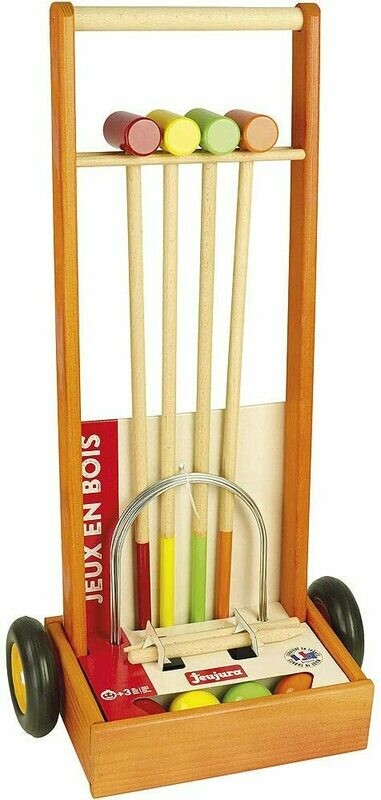 Jeujura - 8602- Jeux de Société-Jeu de Croquet en Bois - 4 Joueurs - Chariot en Bois, retrait magasin sous 1h, livraison sous 24/48h