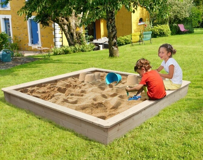 Bac à sable en bois brut XXL pour enfant - Soulet, livraison sous 10 jours
