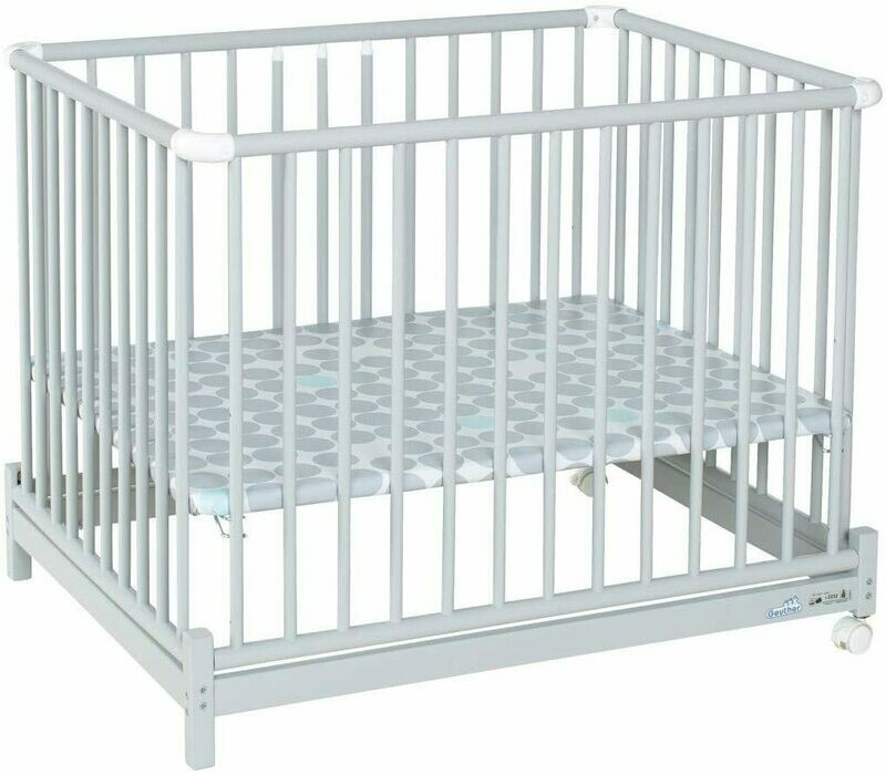 Geuther Euro-Parc Plus Parc pliable gris, pois gris 97 x 97cm, livraison à domicile sous 5 jours