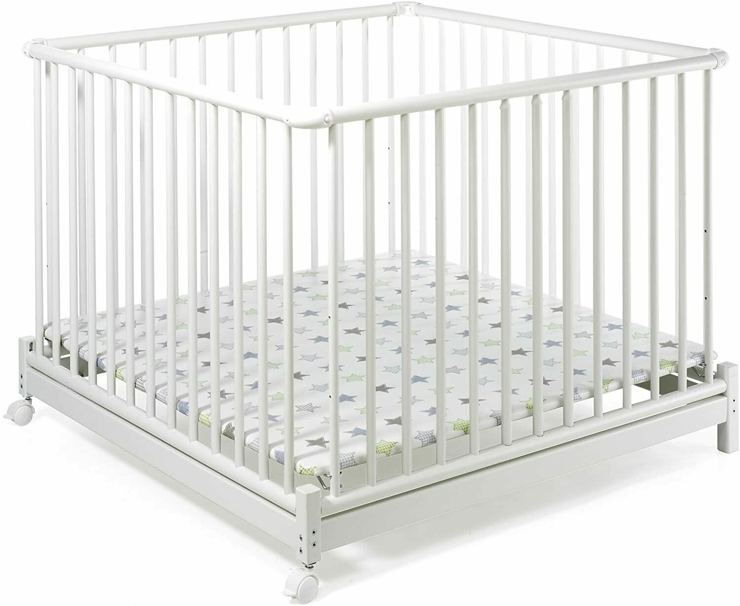 Geuther Euro-Parc Plus Parc pliable blanc, étoiles 97 x 97cm, livraison à domicile sous 5 jours